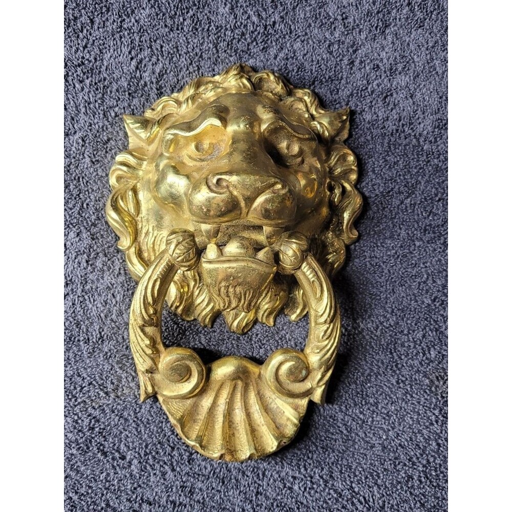 Vintage Spanish Lion Head Door Knocker Aldaba Bronze/Brass Spain Ornate